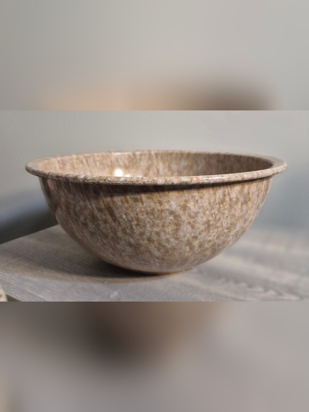 Vintage Confetti Melamine Mixing Bowl Beige Tan Speckled M-3 Mid Century 10"